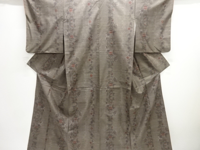 JAPANESE KIMONO / DORO OSHIMA TSUMUGI / WOVEN FLOWER ARABESQUE